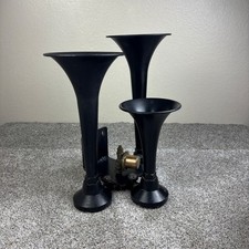 Vintage Omega 3 Trumpet Air Horn Set Black Train Truck Car Horn Tested Working picture