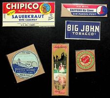 VINTAGE SIX BOX OR CAN LABELS -E12-J-J picture