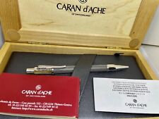 CARAN D'ACHE VARIUS IVANHOE Rhodium Ballpoint Pen- Complete Box Set- Swiss Made picture
