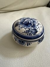 Royal Delft Trinket Dish Delft Holland Hand Painted Delft Blue Lidded Small Dish picture