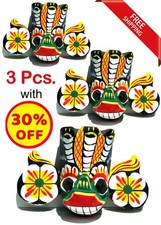 3Pcs Ceylon Mask Tourist Travel Souvenir 3D Wooden Fridge Magnet Craft GIFT IDEA picture