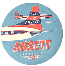 Vintage Fly Ansett Australia Airline Luggage Label Travel Ephemera picture