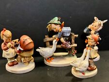 SMALL LOT OF 4 GOEBEL HUMMELS, GOOSE GIRL, TOOTHACHE BOY, BARN HERO, DOLL MOTHER picture