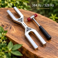 Giant Dual Frequency Tuning Fork 384Hz 528Hz Silver Sound Therapy Tool picture