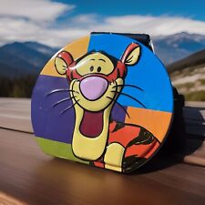 Vintage Disney Winnie The Pooh Tigger Metal Tin Round Blue Lunch Box 3D Tote picture