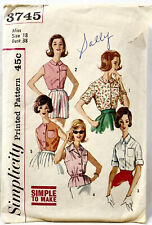 1960s Simplicity Sewing Pattern 3745 Womens Blouses 5 Styles Size 18 Vintg 12265 picture