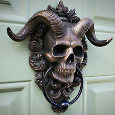 Baphomet Horned God Skull Hanging Door Knocker with Built in Striker Plate picture