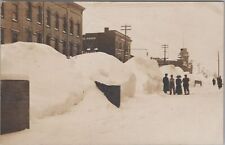 Winter Snow Street Scene Oswego New York 1912 RPPC Photo Postcard picture