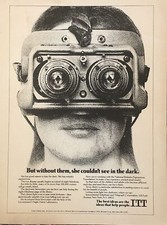 1974 ITT Retinitis Pigmentosa PRINT AD Electronic Binoculars Eyes VTG 1970s picture