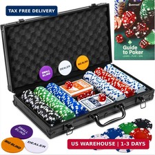 Queensell Poker Set with 300 Professional Weight Poker Chips for Texas Holdem - picture