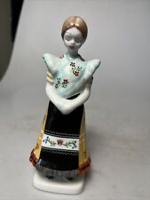 Vtg Hollohaza Porcelain Hungarian Folk Girl Figurine 6.5