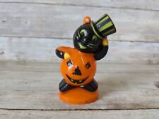 Vintage Rosbro Plastic Halloween Top Hat Black Cat JOL Candy Container  picture