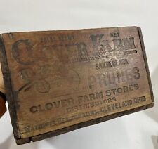Vintage Clover Farm Store Santa Clara PRUNES WOOD Embossed ADVERTISING CRATE BOX picture