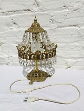 13.5 Antique French Empire Chandelier Boudoir Table Lamp Crystal Bronze 2-Lights picture