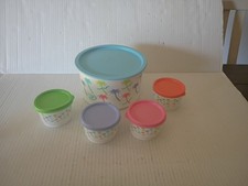 New Tupperware Canister And 4 snack cup Set palm trees tropical picture