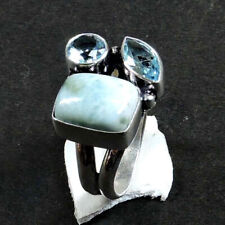 Ahoy: Larimar ring Size 8.5  6g (blue glass)  Sterling Silver #2049 picture
