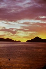 c1970's 35mm Slide, Ocean Sunset Islands, Tropical Seascape Vertical island picture