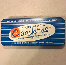 Candettes Antibiotic Throat Troches Tin, Pfizer 9712, Blue/White/Red, USA picture