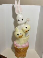 Union Products Don Featherstone Happy Easter Basket Bunny, Duck, Chick Blow Mold picture