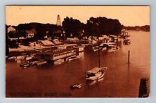 Sacramento CA-California, Aerial View Boat Club, c1912 Vintage Postcard picture