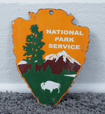 VINTAGE NATIONAL PARK SERVICE FOREST PORCELAIN ENTRANCE US SIGN RANGER RARE picture