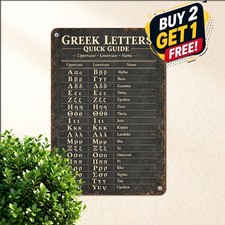 Ancient Greek Alphabet Education Sign Classical Language Study Tin Metal Art picture