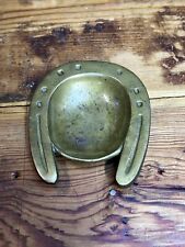 Vintage Solid Brass Horseshoe Ashtray Trinket Tray 4” picture