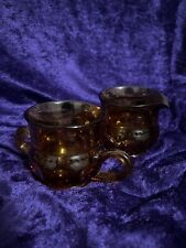 Vintage Amber Sugar Cup And Cream Pitcher picture