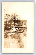 RPPC Flood Damage to street Homes Nearby Unknown City Real Photo Postcard picture