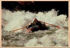 Postcard White Water Rafting Man Against River     [eb] picture