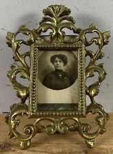 Antique Ornate Brass Picture Frame with Vintage Photograph picture