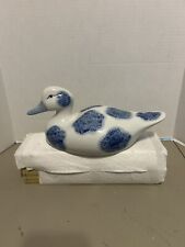 Vintage Flambro Blue & White Porcelain Duck Countryside Collection 11.5” Long picture
