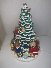 Vintage Large 1985 Ceramic 12" Christmas Tree with Animals Colored Needs Light picture