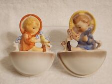 Hummel Angle Child w/Flowers & Angle Child w/Bird Holy Water Set of 2 picture