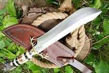 STAG ANTLER CROWN DEER FORGED CUSTOM HANDMADE HUNTING FIGHT SURVIVAL BOWIE KNIFE picture
