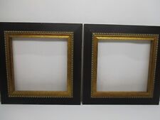 Lot Of 2 Wide  VTG Solid Wood Beaded Gold & Black  Pic  Frames Fits 14