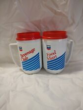 🔥(Lot Of 2) Vintage Chevron Food Mart Beverage Club Member Mugs Cups 12oz  picture