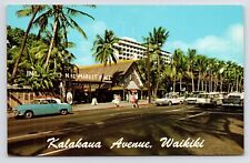 c1960s~Waikiki Hawaii HI~Kalakaua Avenue~International Market Place~VTG Postcard picture