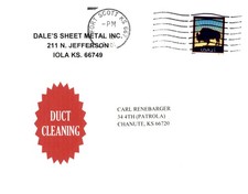 Dale's Sheet Metal Inc., duct cleaning, indoor air, pollutants, free Postcard picture