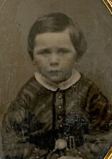 Excellent Early Tintype Photo - Young Boy With A Haunting Expression - Framed picture