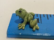 Vintage Hagen Renaker Miniature Tiny Green Frog Toad Figurine Trinket 1