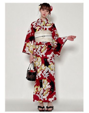 Kimono Yukata Set Grail Dress Cat Cherry Camellia Kyoto Summer Clothes  Japan picture