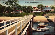 Keyport, NJ Keyport Yacht Club Boats Docked Vintage Linen Postcard J158 picture
