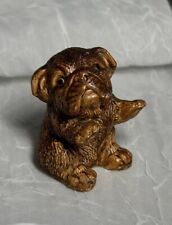 Small Vintage Wooden Bulldog Puppy Figurine 2”x1.5” picture