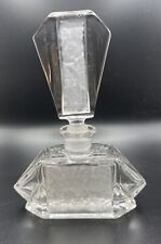 Vintage Glass Rose Intaglio Perfume Bottle with Floral Intaglio Stopper Czech picture