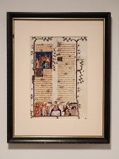 Vintage framed Medieval illuminated manuscript art print Psalm 110 picture