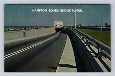 Hampton VA-Virginia, Hampton Roads Bridge Tunnel, Antique, Vintage Postcard picture