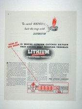 1944 Vintage Print Ad Lithium Metallic Vapor Atmosphere Furnaces Heat Treating picture