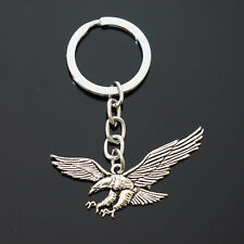 Vintage Soaring Eagle Wide Wing Claws Out Silver Charm Keychain Key Chain Gift picture
