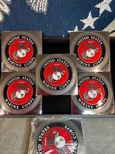 5 Pack - 1990’s Vintage - US Marine Corps - 4” Foil Decal Car Sticker - USMC picture